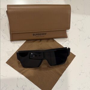 Burberry Brown Leather Sunglasses Case with Black Lens Shades